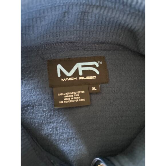 mack russo mens xl blue fleece 1/4 zip pullover kangaroo pocket sweatshirt nwt - Picture 5 of 7